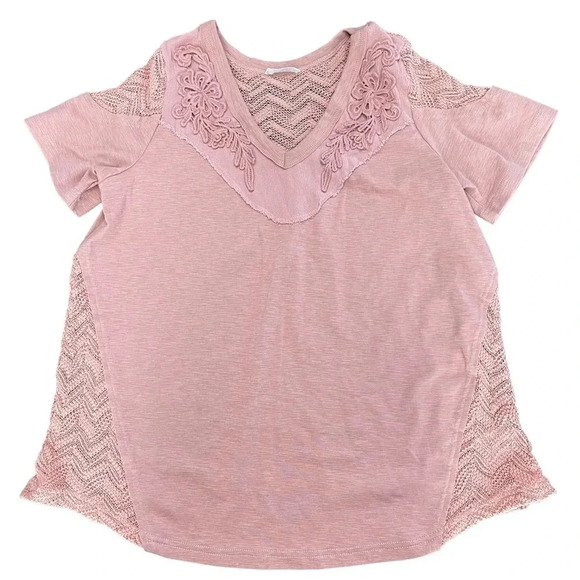 Miss Me Pieced Crochet Top. Sz Small. Mauve pink. - Picture 1 of 9